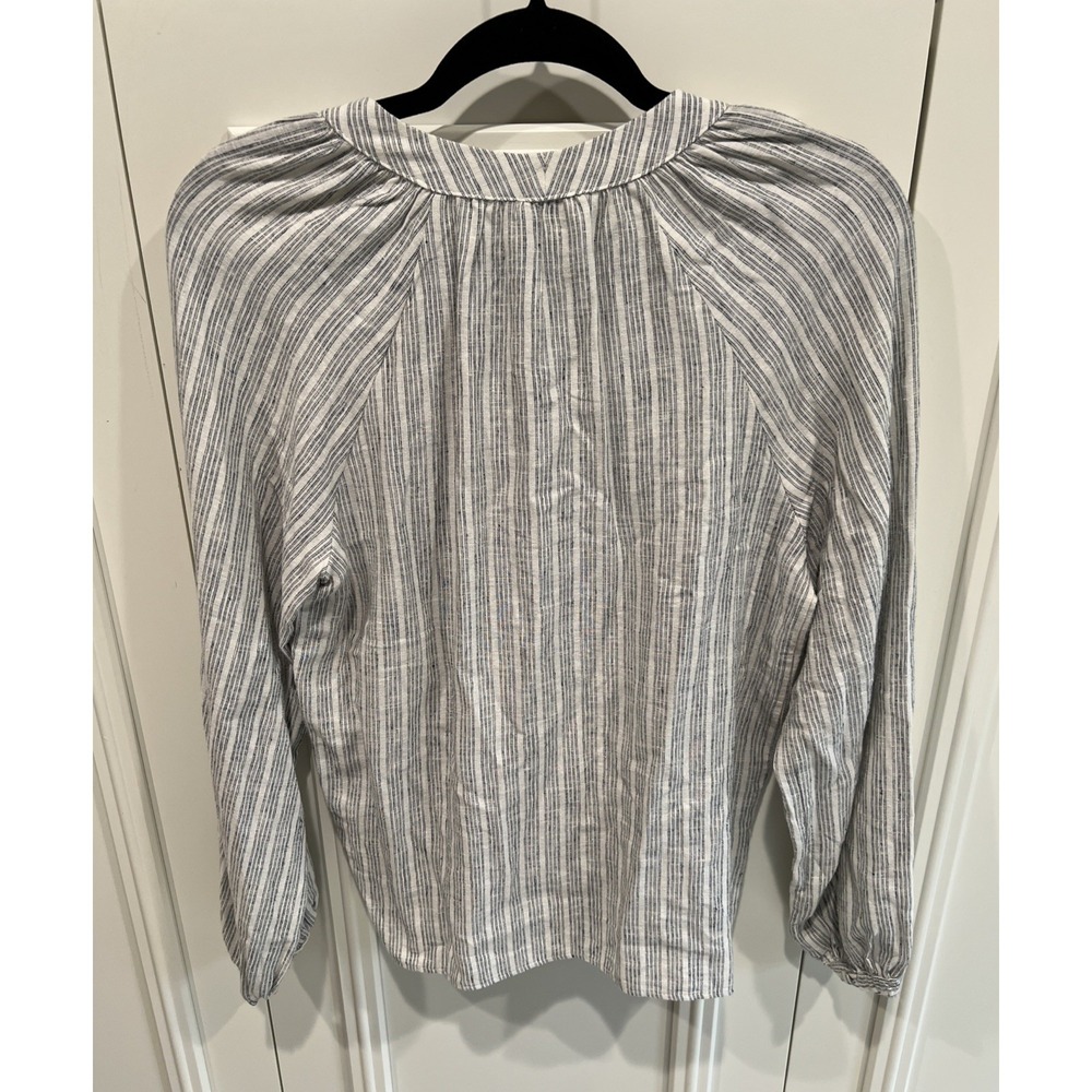 Faherty Naomi Top Sierra Stripe Peasant Linen Blend Cottagecore Boho - Picture 4 of 7